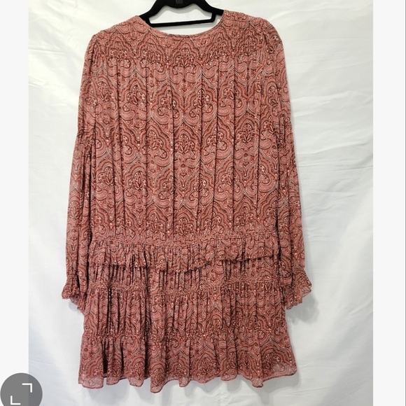 Joie Snow Port Wine Silk Paisley Boho mini dress Whimsical Forestfairy Grunge - Picture 10 of 11